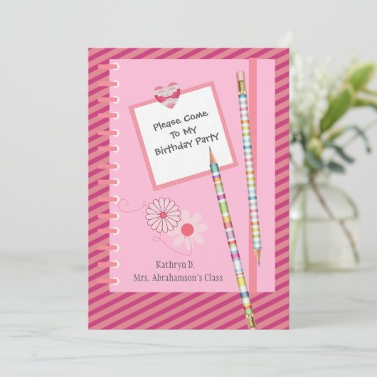 おもしろい&クかわいらしラスメート/学校誕生日招待状 招待状 (スタンド正面)