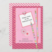 おもしろい&クかわいらしラスメート/学校誕生日招待状 招待状 (正面/裏面)