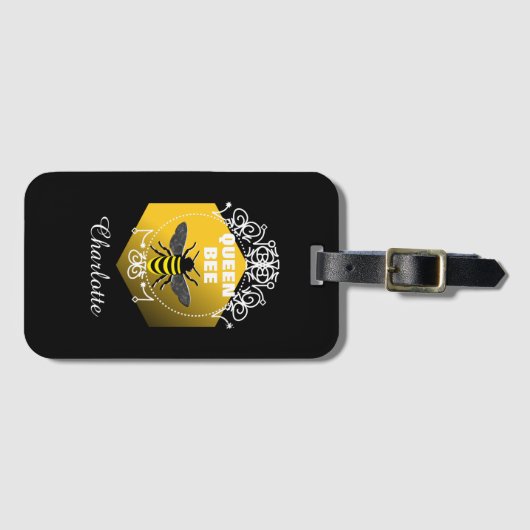 おもしろい・クイーン・ビー・ヴィンテージインスパイアモダンパーソナライズされた ラゲッジタグ (正面横)