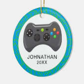 おもしろい·クリスパーソナライズされたマス·ビデオ·ゲーマー セラミックオーナメント (左)