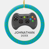 おもしろい·クリスパーソナライズされたマス·ビデオ·ゲーマー セラミックオーナメント (裏面)