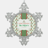 おもしろい!クリスマススノーフレークパーソナライズされた- – 名前の追加 スノーフレークピューターオーナメント (正面)