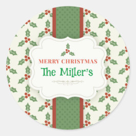 おもしろい!クリスマスパーソナライズされたスタンプ – 名前の追加 ラウンドシール
