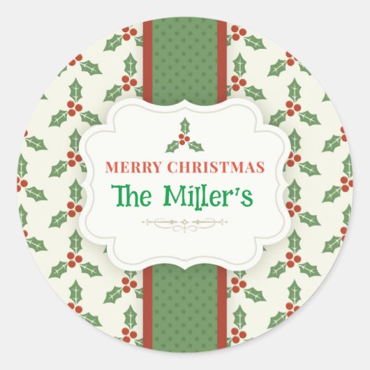 おもしろい!クリスマスパーソナライズされたスタンプ – 名前の追加 ラウンドシール (正面)