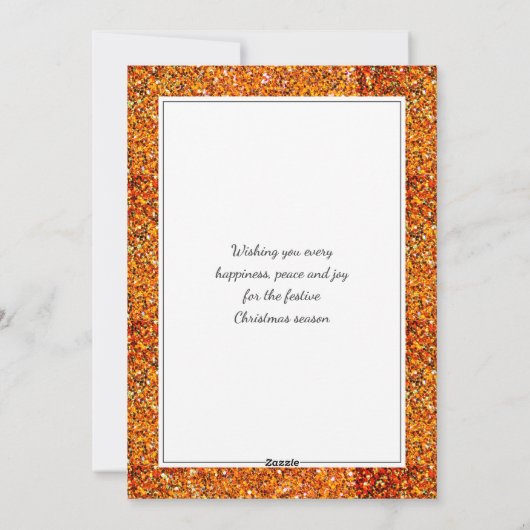 おもしろい |クリスマスプディングオレンジ |グリッター |フェスティバル シーズンカード (裏面)