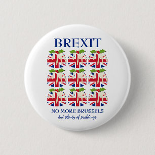 おもしろい クリスマスプリン ユニオン・ジャック BREXIT 缶バッジ