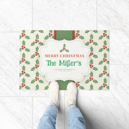 おもしろい!クリスマスマットパーソナライズされた- – 名前の追加 ドアマット