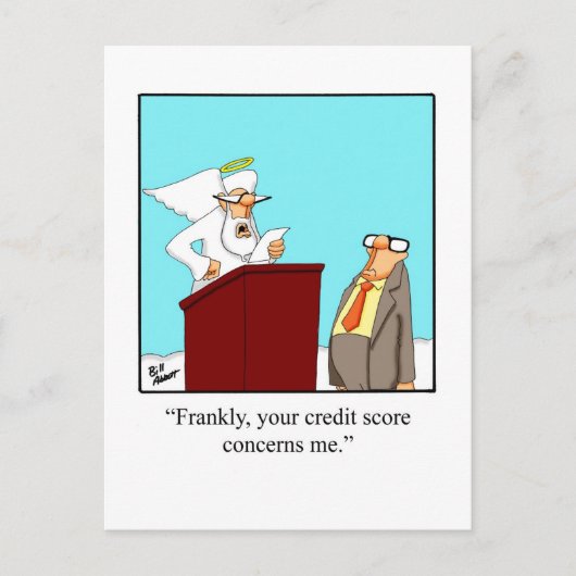 おもしろい「クレジットスコア天国」はがき ポストカード (正面)
