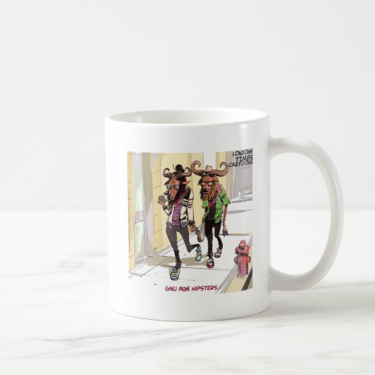 おもしろい グヌ 年齢 ヒップスター コーヒーマグカップ (右)