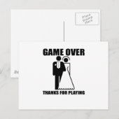 おもしろい「ゲームオーバー」の結婚デザイン ポストカード (正面/裏面)