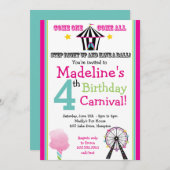 おもしろい&ゲームズガールズカーニバルパーティの招待状 招待状 (正面/裏面)