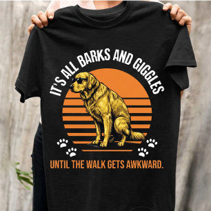 おもしろい ゴールデンレトリバー レトロな夕日 ぎこちない犬 Tシャツ