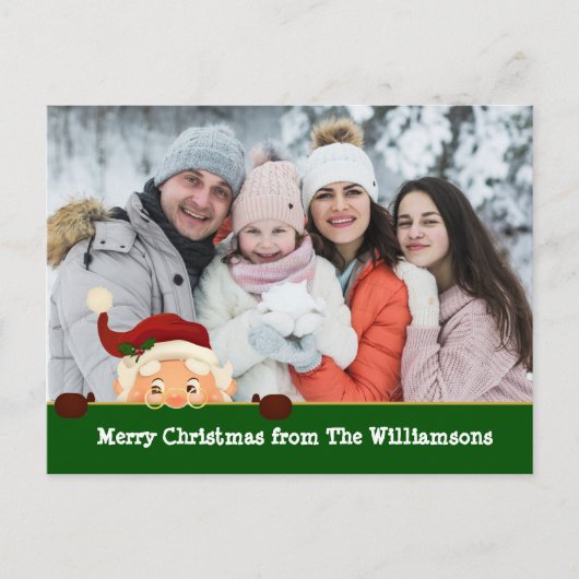 おもしろい.サンタフォトボムグリーンバンドクリスマスフォト シーズンポストカード (正面)
