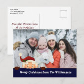 おもしろい.サンタフォトボムブルーバンドクリスマスフォト シーズンポストカード (正面/裏面)