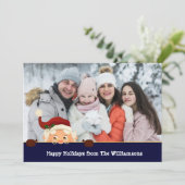 おもしろい.サンタ写真爆弾ブルーバンドのクリスマスフォト シーズンカード (スタンド正面)