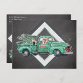 おもしろい・シェパードがヴィンテージ・トラックの休日 シーズンポストカード (正面/裏面)