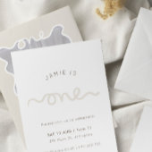 おもしろい&シンプルファーストユニセックス誕生日ベージュ招待状 招待状