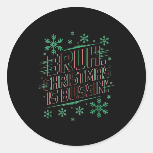 おもしろい ジェネレーションアルファ ジェネレーションZ スラング 面白い クリスマス スウェット ラウンドシール (正面)