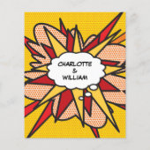 おもしろい ジオメトリック コミックブック 結婚式 招待状 (裏面)