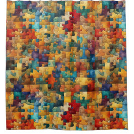 おもしろい、ジグソーパズルシャワーカーテン シャワーカーテン