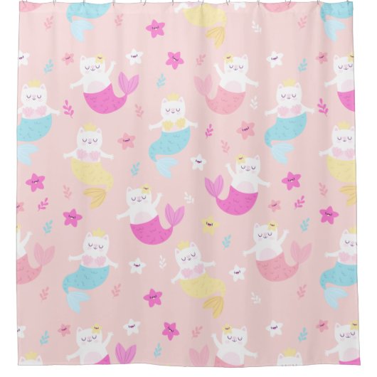 おもしろい·スイートピンクの人魚 シャワーカーテン (正面)