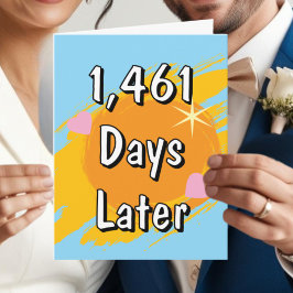 おもしろい&スウィート4th結婚アニバーサリーカード カード