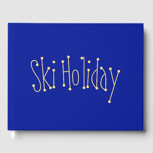 おもしろい「スキーホリデイ」中央文字オンブはっきりしたル王室のブルー ゲストブック (正面)