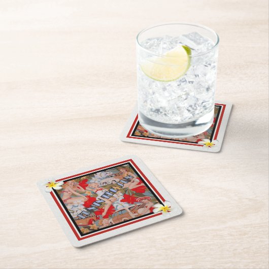 おもしろい スクエアペーパーコースター (インサイチュ)