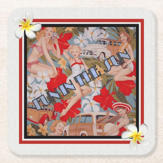 おもしろい スクエアペーパーコースター (正面)