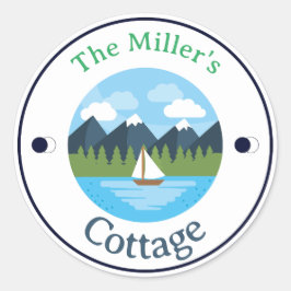 おもしろい!ステッカー – コテージパーソナライズされた- – 名前の追加 ラウンドシール
