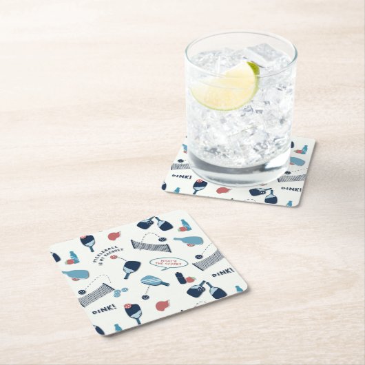 おもしろい、スポーティなピックボールのコースター スクエアペーパーコースター (インサイチュ)