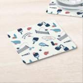 おもしろい、スポーティなピックボールのコースター スクエアペーパーコースター (アングル)