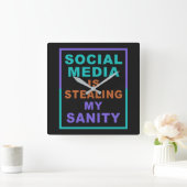 おもしろい「ソーシャルメディア」の壁時計 スクエア壁時計 (ホーム)