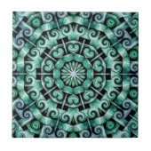 おもしろい(ティール(緑がかった色)と黒) タイル (正面)