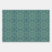 おもしろい(ティール（緑がかった色）と黒) ラッピングペーパーシート (正面3)