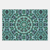 おもしろい(ティール（緑がかった色）と黒) ラッピングペーパーシート (正面)