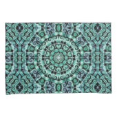 おもしろい(ティール（緑がかった色）と黒) 枕カバー (正面右)