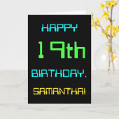 おもしろい・デジタル・コンピューティングをテーマにした第19誕生日 カード (黄色い花)