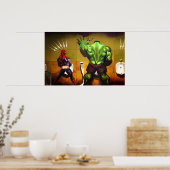 おもしろい，トイレ紙，スーパーヒーロー，ヒーロー，ユーモア ポスター (キッチン)