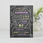 おもしろい&トレンディーカルクボード2nd誕生日招待状 招待状 (スタンド正面)