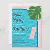 おもしろい&トレンディーサマープールパーティーAny Age誕生日 招待状 (正面)