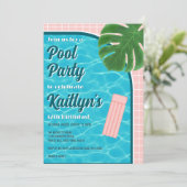 おもしろい&トレンディーサマープールパーティーAny Age誕生日 招待状 (スタンド正面)