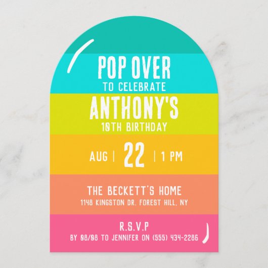 おもしろい&トレンディーサマーポップシクルアエージ誕生日 招待状 (正面)