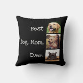 おもしろい·ドッ最高のグ·マム·エバー·引用文3フォトコラージュ·ブラック クッション (裏面)