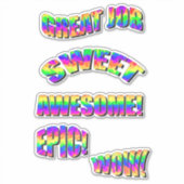 おもしろい・ネオンのモチベーション・レインボーワード シール (正面)