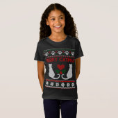 おもしろい ネコのクリスマス  ダサい クリスマス スウェーター Tシャツ (正面フル)