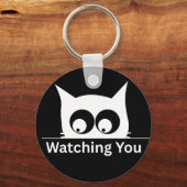 おもしろい ネコ かわいい ミニマル キーホルダー (正面)