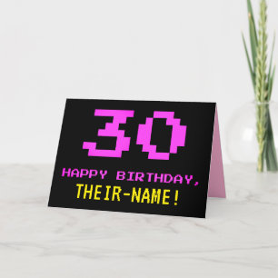 おもしろい、ネディオタク系の、スタイル、ピンク、8ビット誕生日30歳 カード