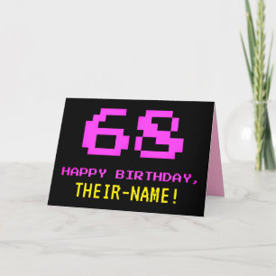 おもしろい，ネルディ，オタク系の，ピンク， 8ビットスタイル68誕生日 カード