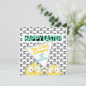 おもしろい「ハッピーイースター熱狂するよ鶏」 | イースター シーズンカード (スタンド正面)